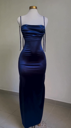 Vintage Backless Ruffle Asymmetrical Midi Length Party Dress