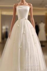 Vintage Ball Gown Bateau White Tea Length Wedding Dress Brides Dress