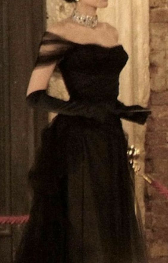 Vintage Ball Gown Black Birthday Party Dress Off The Shoulder Classy Prom Dress