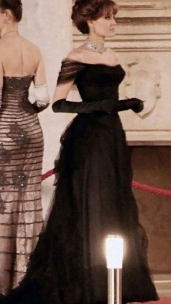Vintage Ball Gown Black Birthday Party Dress Off The Shoulder Classy Prom Dress