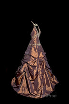 Vintage Ball Gown Halter Brown Sleeveless Long Evening Prom Gown Fairy Evening Prom Dress