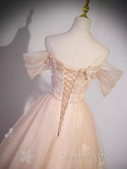 Vintage Ball Gown Off The Shoulder Tulle Long Evening Prom Dress Formal Dress