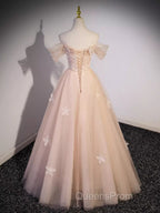Vintage Ball Gown Off The Shoulder Tulle Long Evening Prom Dress Formal Dress