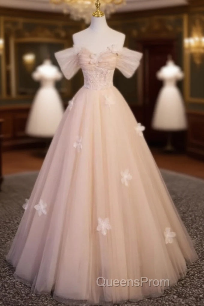 Vintage Ball Gown Off The Shoulder Tulle Long Evening Prom Dress Formal Dress Main image