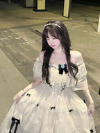 Vintage Ball Gown Off The Shoulder White Chiffon Summer 18Th Birthday Dress Lolita Dress Birthday Outfits