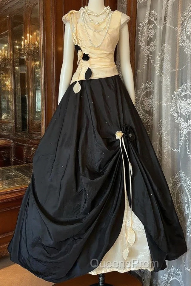 Vintage Ball Gown Sleeveless Long Black Evening Dress Evening Prom Dress Main image
