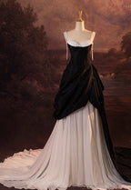 Vintage Ball Gown Spaghetti Straps Black Long Classy Prom Dress 1950S Retro Classy Evening Dress