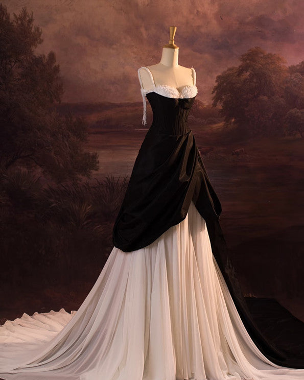 Vintage Ball Gown Spaghetti Straps Black Long Classy Prom Dress 1950S Retro Classy Evening Dress Main image