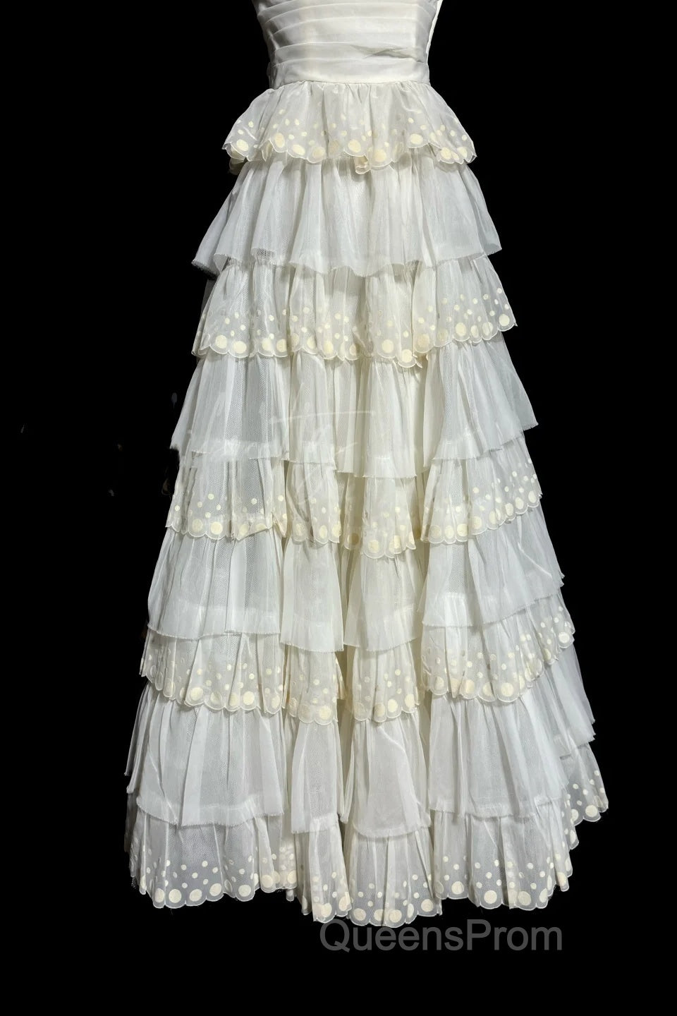 Vintage Ball Gown Strapless White Lace Evening Prom Gown Fairy Evening Prom Dress