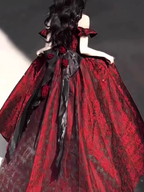 Vintage Ball Gown Straps Long Burgundy Ruffles Lace Classy Prom Dress Birthday Outfits
