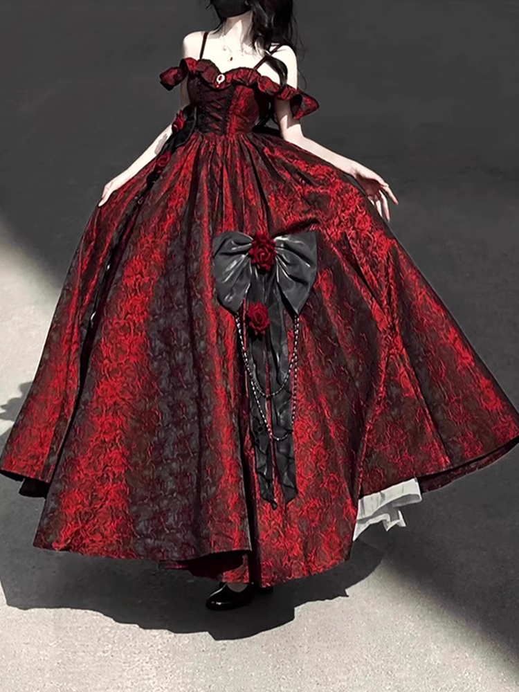 Vintage Ball Gown Straps Long Burgundy Ruffles Lace Classy Prom Dress Birthday Outfits