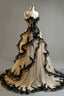 Vintage Ball Gown Sweetheart Black Tulle Classy Prom Dress Long Ruffles Classy Evening Dress