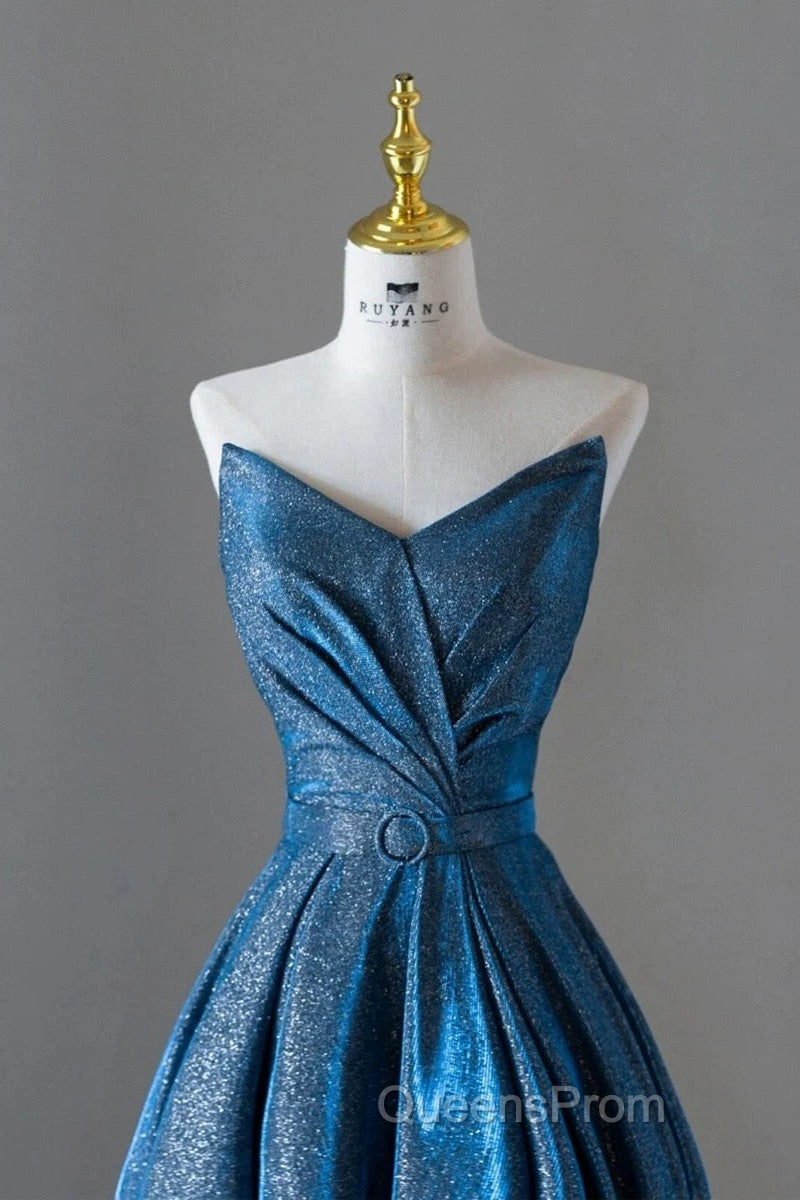 Vintage Ball Gown Sweetheart Blue Sequin Long Evening Prom Gown Fairy Evening Prom Dress Secondary image