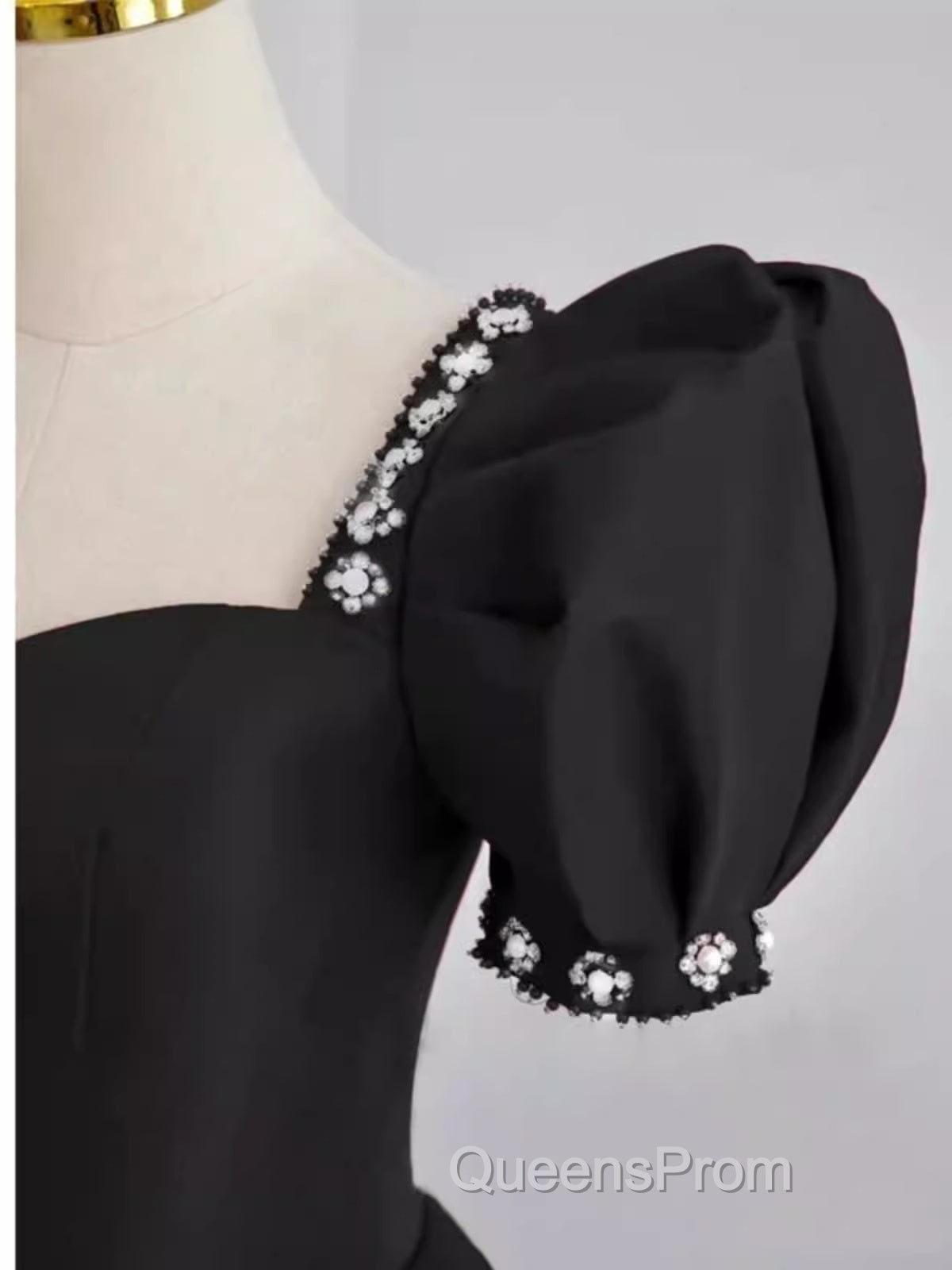 Vintage Ball Gown Sweetheart Satin Black Long Evening Prom Dress Formal Dress