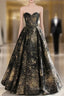 Vintage Ball Gown Sweetheart Sleeveless Long Evening Prom Gown Fairy Black Evening Prom Dress