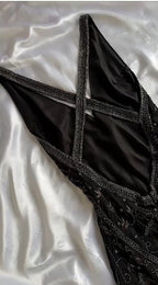 Vintage Black Beaded Halter Neck Mermaid Chiffon Prom Dress For Party Enchanted Backless Sleeveless Evening Gown
