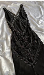 Vintage Black Beaded Halter Neck Mermaid Chiffon Prom Dress For Party Enchanted Backless Sleeveless Evening Gown
