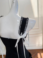 Vintage Black Mermaid Lace And Satin Long Classy Prom Dress