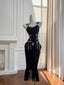 Vintage Black Mermaid Lace And Satin Long Classy Prom Dress