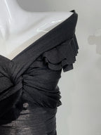 Vintage Black Mermaid One Shoulder Ruffle Satin Classy Prom Dress