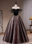 Vintage Black Off the Shoulder Beading Prom Dress