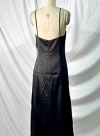 Vintage Black Peacock Feather Embroidered Slim-Fit Satin Long Classy Prom Dress