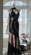 Vintage Black Pink Diamond Halter Neck Chiffon Mermaid Prom Gown Classy Prom Dress