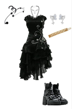 Vintage Black Straps Beaded Classy Evening Dress Ruffled Homecoming Dress