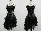Vintage Black Straps Beaded Classy Evening Dress Ruffled Homecoming Dress