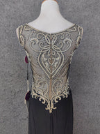 Vintage Black V-Neck Beaded Chiffon Long Classy Prom Dress