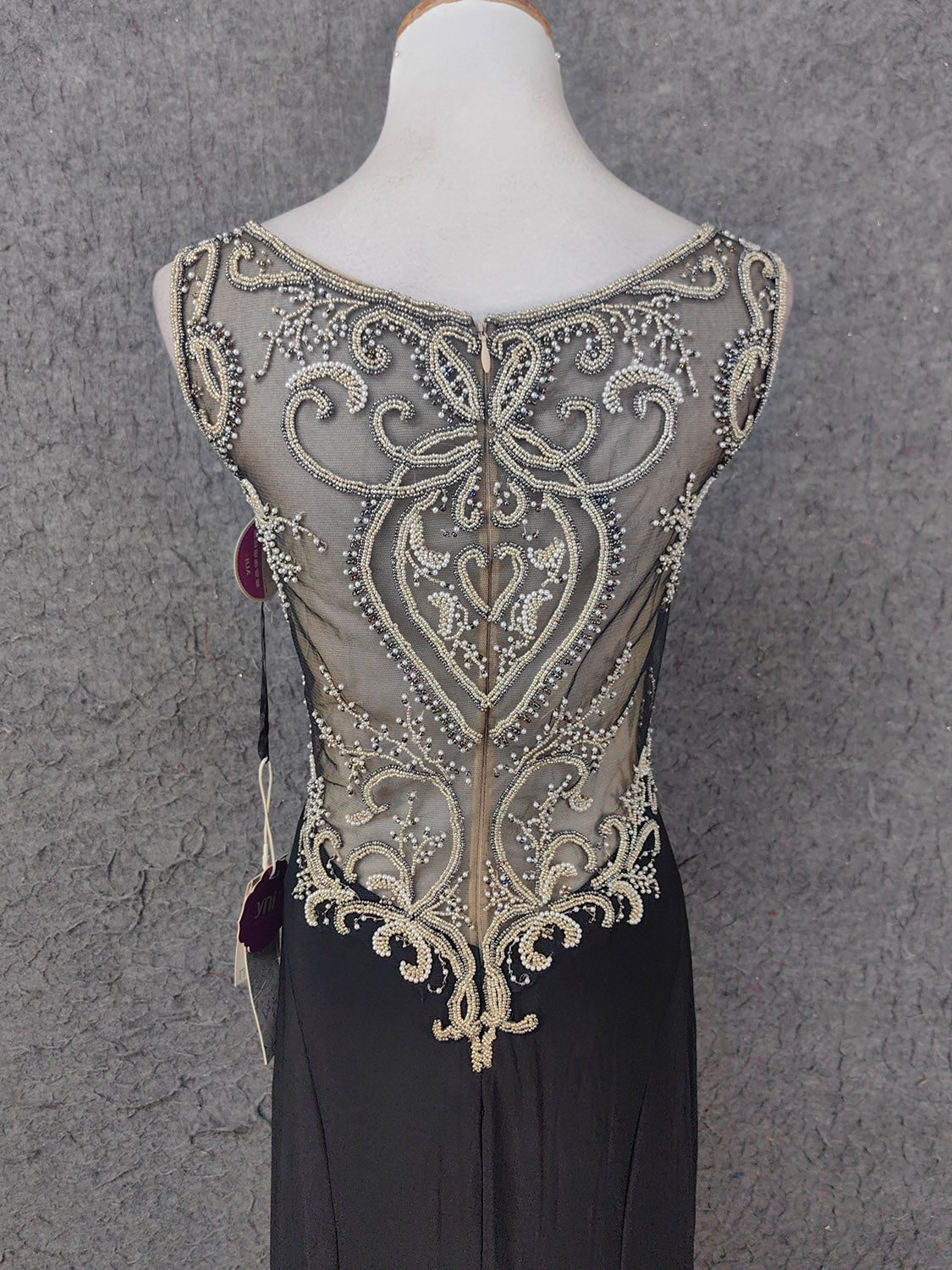 Vintage Black V-Neck Beaded Chiffon Long Classy Prom Dress