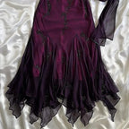 Vintage Blue Chiffon Long Classy Prom Dress Elegant Beaded Party Dress