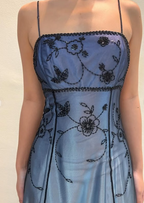 Vintage Blue Gradient Empire Classy Prom Dress Backless Romantic Beaded Classy Evening Dress Guest Dress