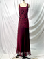 Vintage Burgundy 3D Beaded Flower Square Neck Chiffon Long Classy Prom Dress