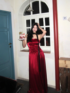 Vintage Burgundy A-Line Strapless Satin Long Classy Prom Dress