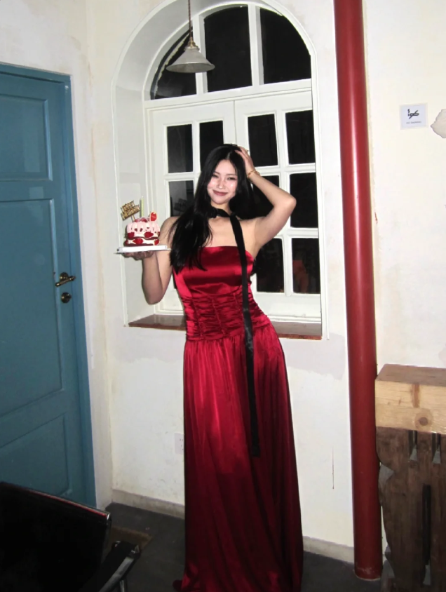 Vintage Burgundy A-Line Strapless Satin Long Classy Prom Dress