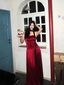 Vintage Burgundy A-Line Strapless Satin Long Classy Prom Dress