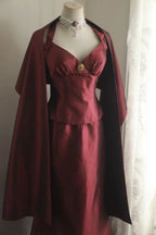 Vintage Burgundy Halter Neck Mermaid Satin Long Classy Prom Dress