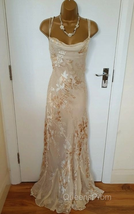 Vintage Champagne Floral Evening Prom Dress Mermaid Birthday Outfits