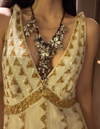 Vintage Champagne Gold Mermaid V-Neck Sequined Classy Prom Dress