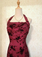Vintage Chic Halter Neck Beaded Chiffon Classy Prom Dress