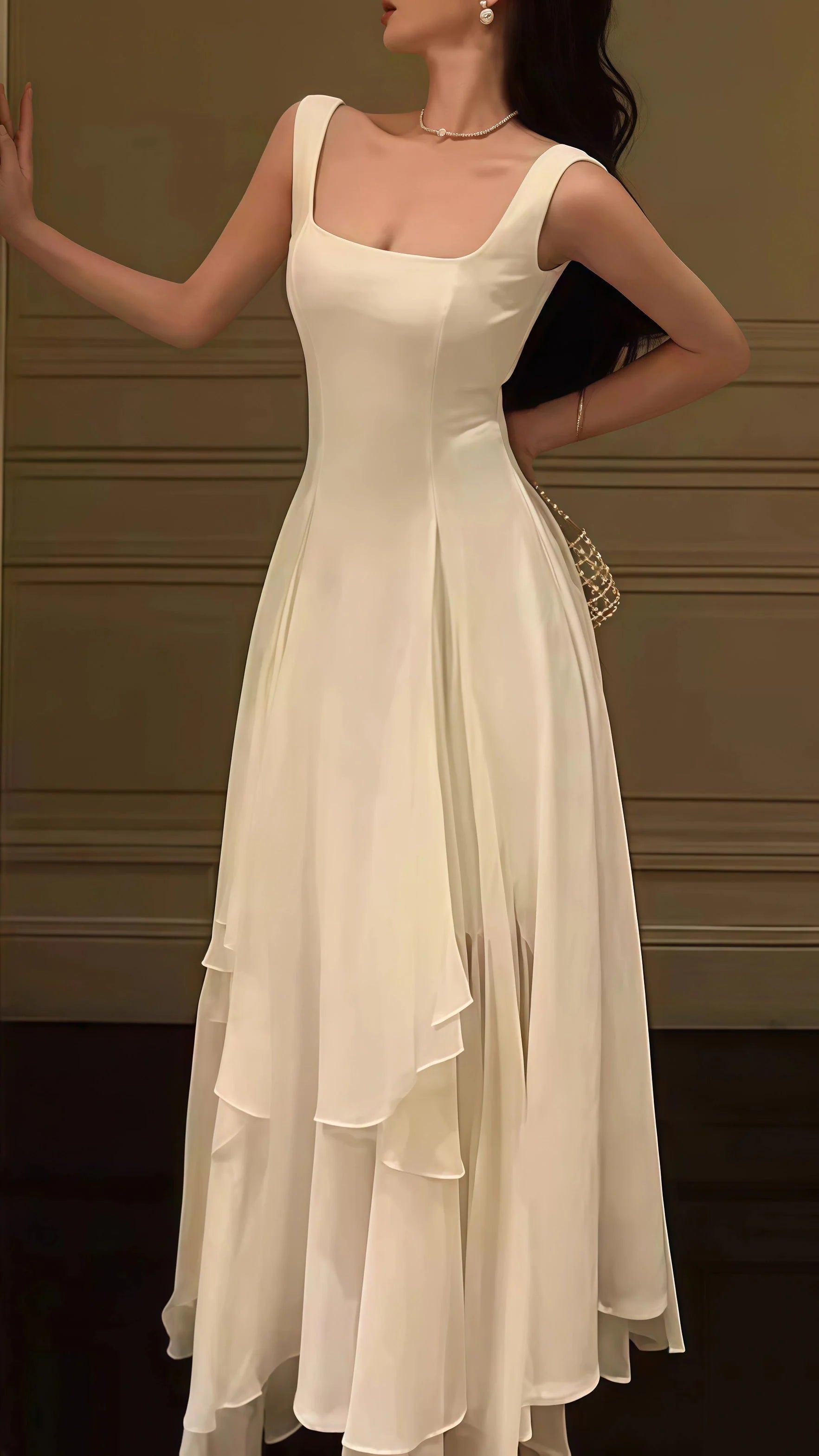 Vintage & Classic Ivory Chiffon Classy Evening Classy Prom Dress Secondary image