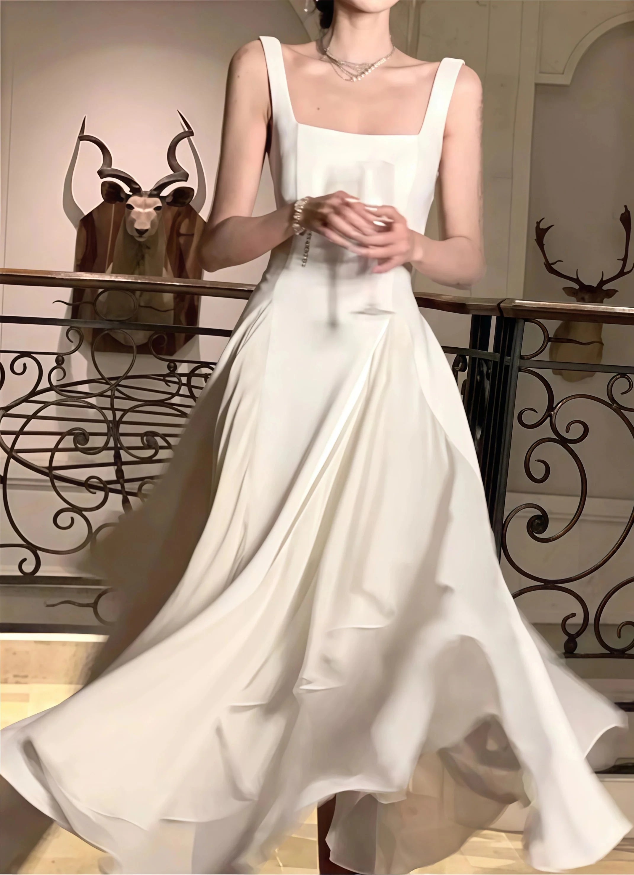Vintage & Classic Ivory Chiffon Classy Evening Classy Prom Dress