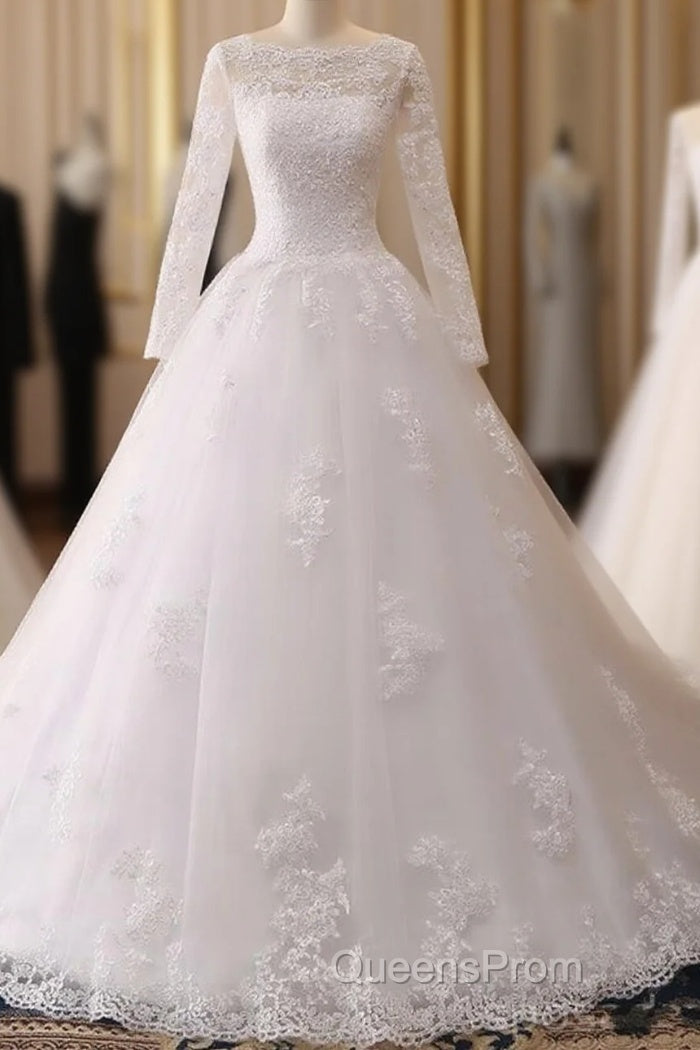 Vintage Custom Long Sleeves Lace Wedding Dress Cheap Appliques Main image