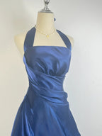 Vintage Dark Green Halter Neck Floral Mini Homecoming Dress