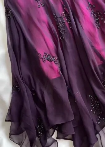 Vintage Dark Purple Halter-Neck Beaded Ruffled Charming Classy Prom Dress Classy Evening Dress Party Dress