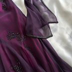 Vintage Dark Purple Halter-Neck Beaded Ruffled Charming Classy Prom Dress Classy Evening Dress Party Dress