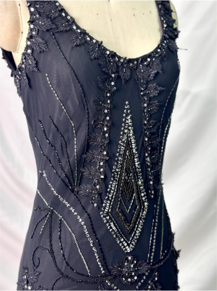 Vintage Elegant Black Mermaid Asymmetrical Hem Beaded Chiffon Long Classy Prom Dress Secondary image