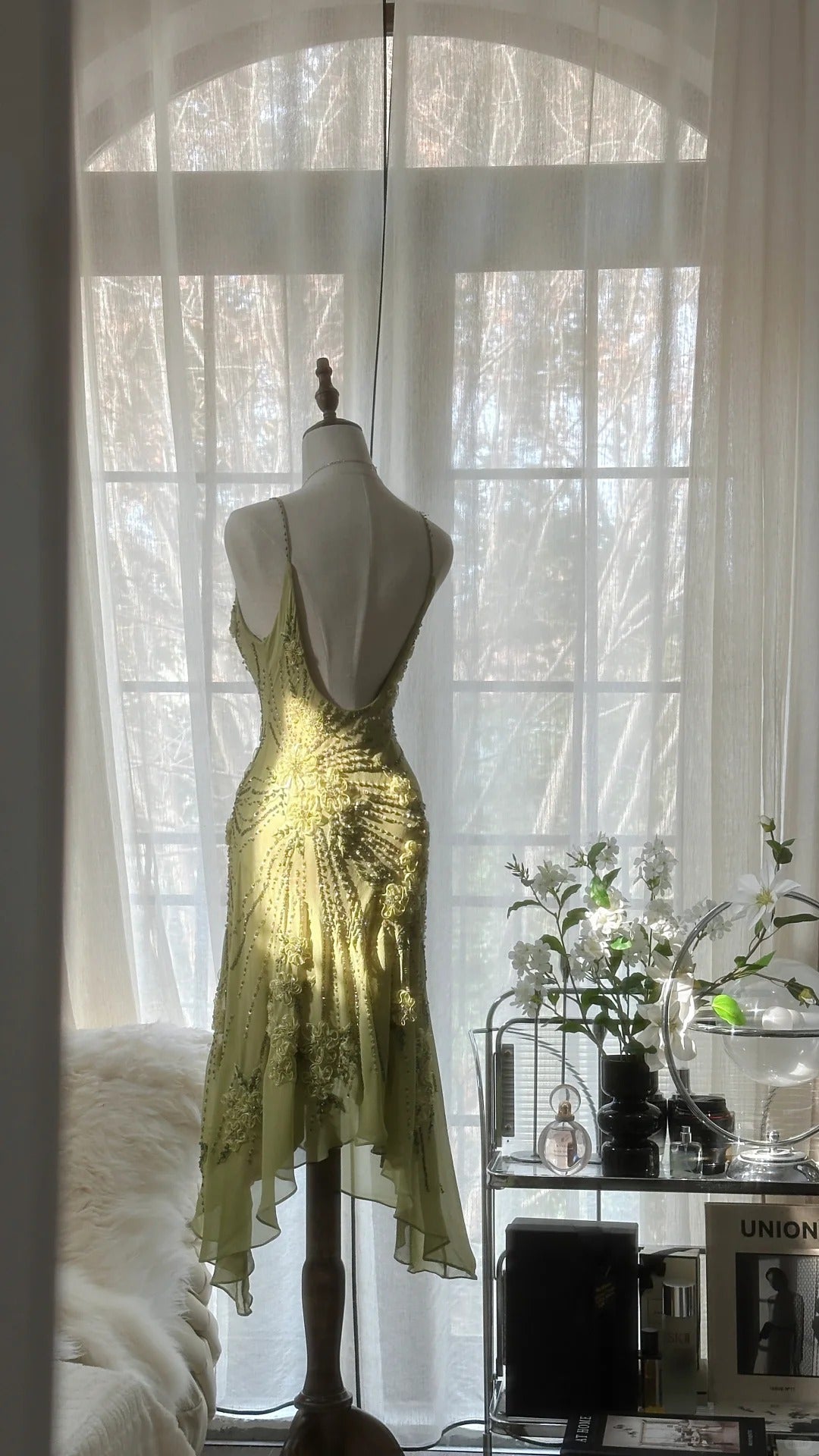 Vintage Classy Evening Dress, Sleeveless Green Party Gowns Secondary image