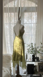 Vintage Classy Evening Dress, Sleeveless Green Party Gowns